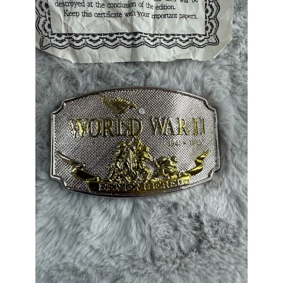 WWII Commemorative Belt Buckle 24K Gold Plated 1992 D.H.I. Limited Edition - Picture 1 of 7
